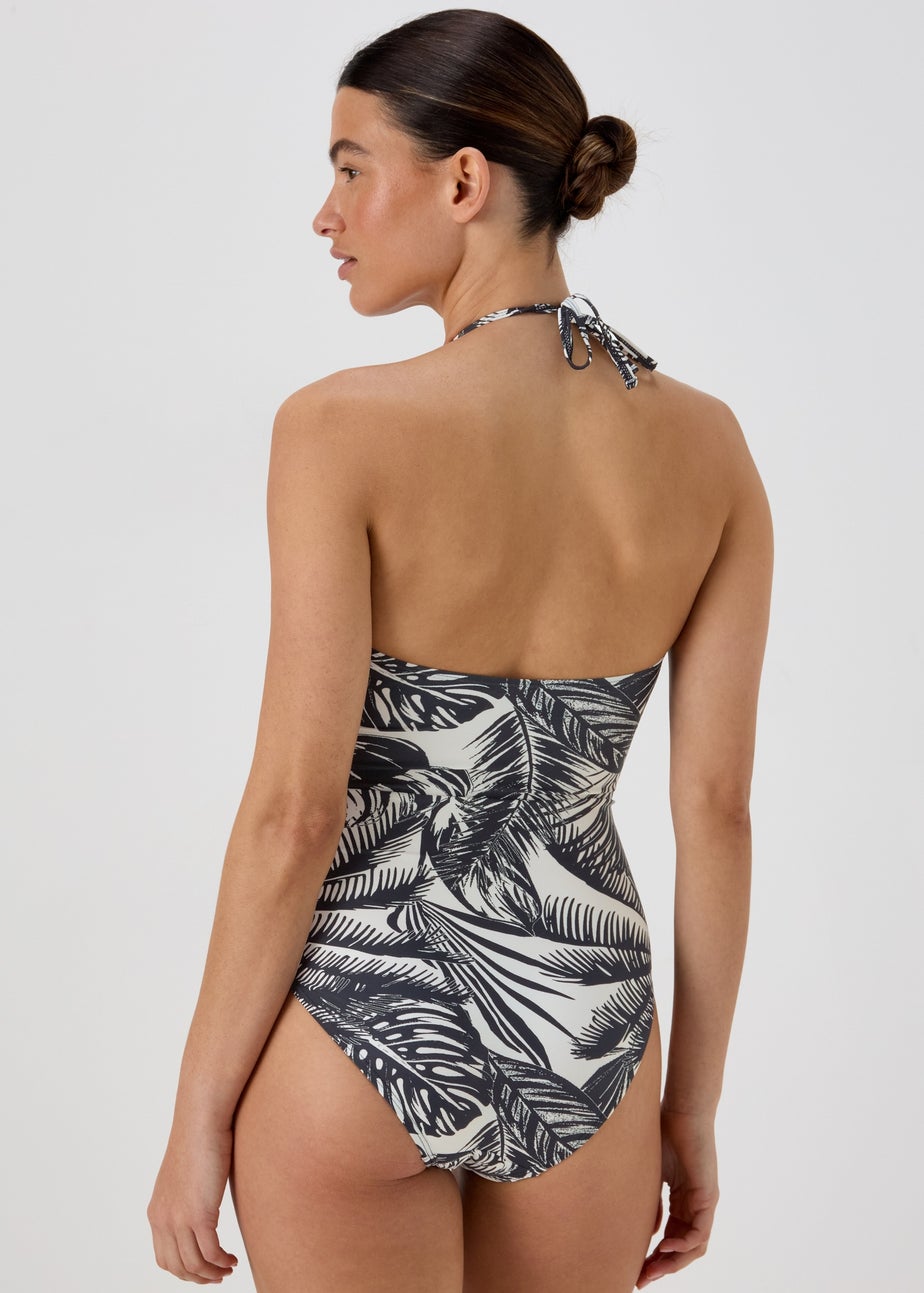 Monochrome Palm Leaves Swimsuit