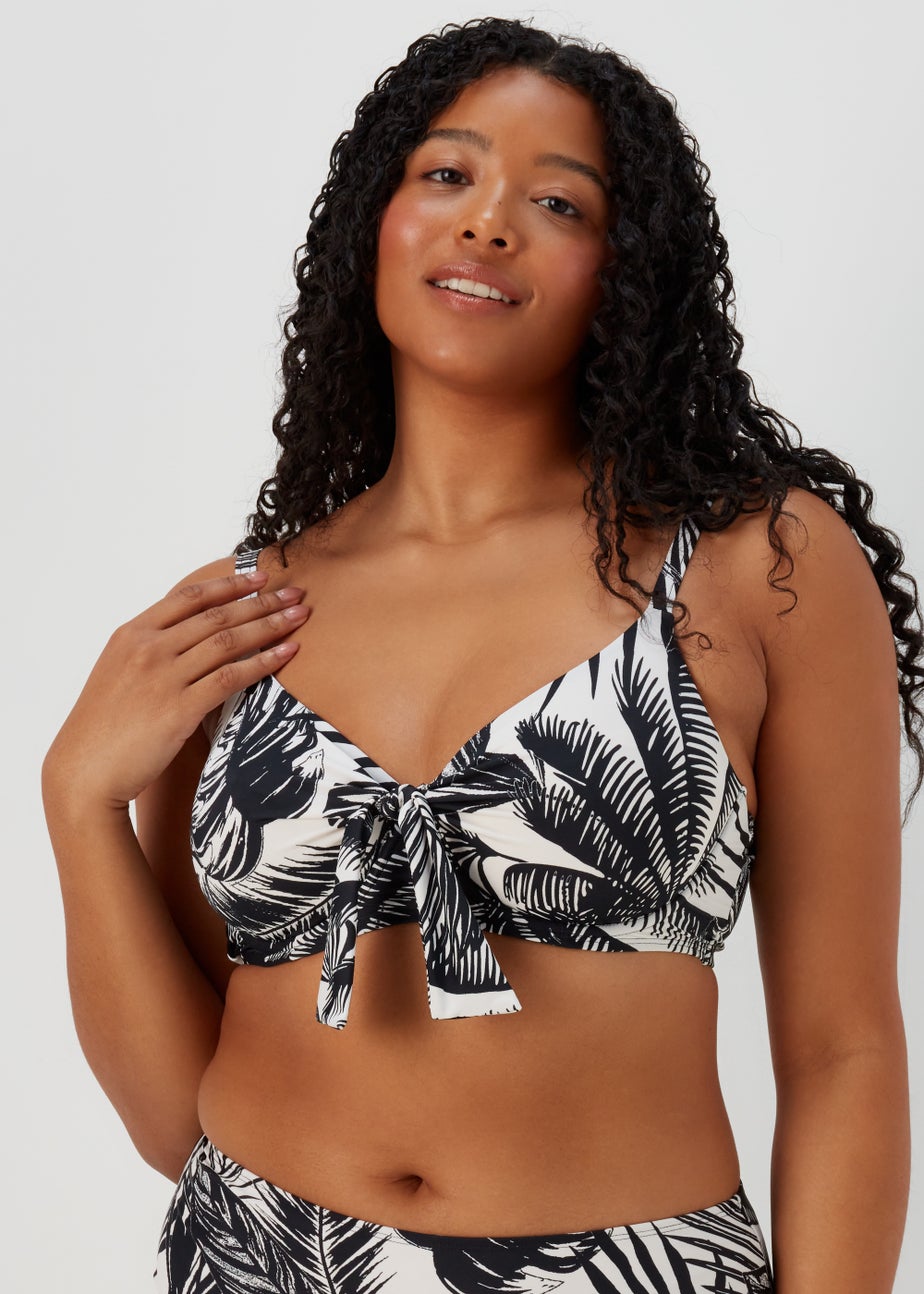 Black Print Bikini Top