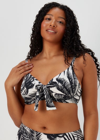 Black Print Bikini Top