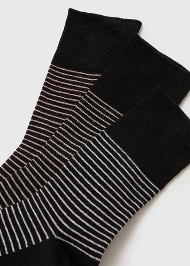 3 Pack Black Stripe Socks