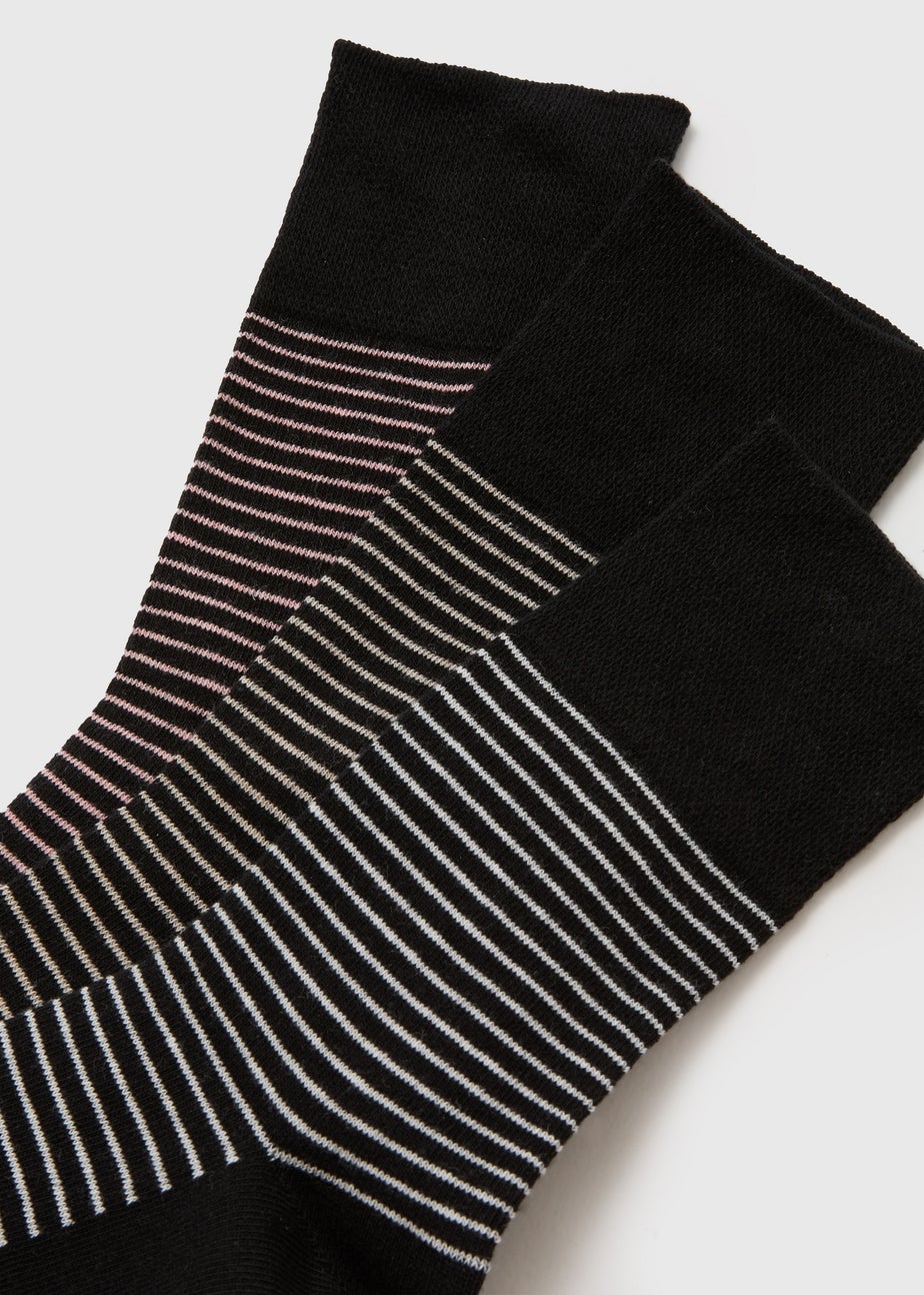 3 Pack Black Stripe Socks