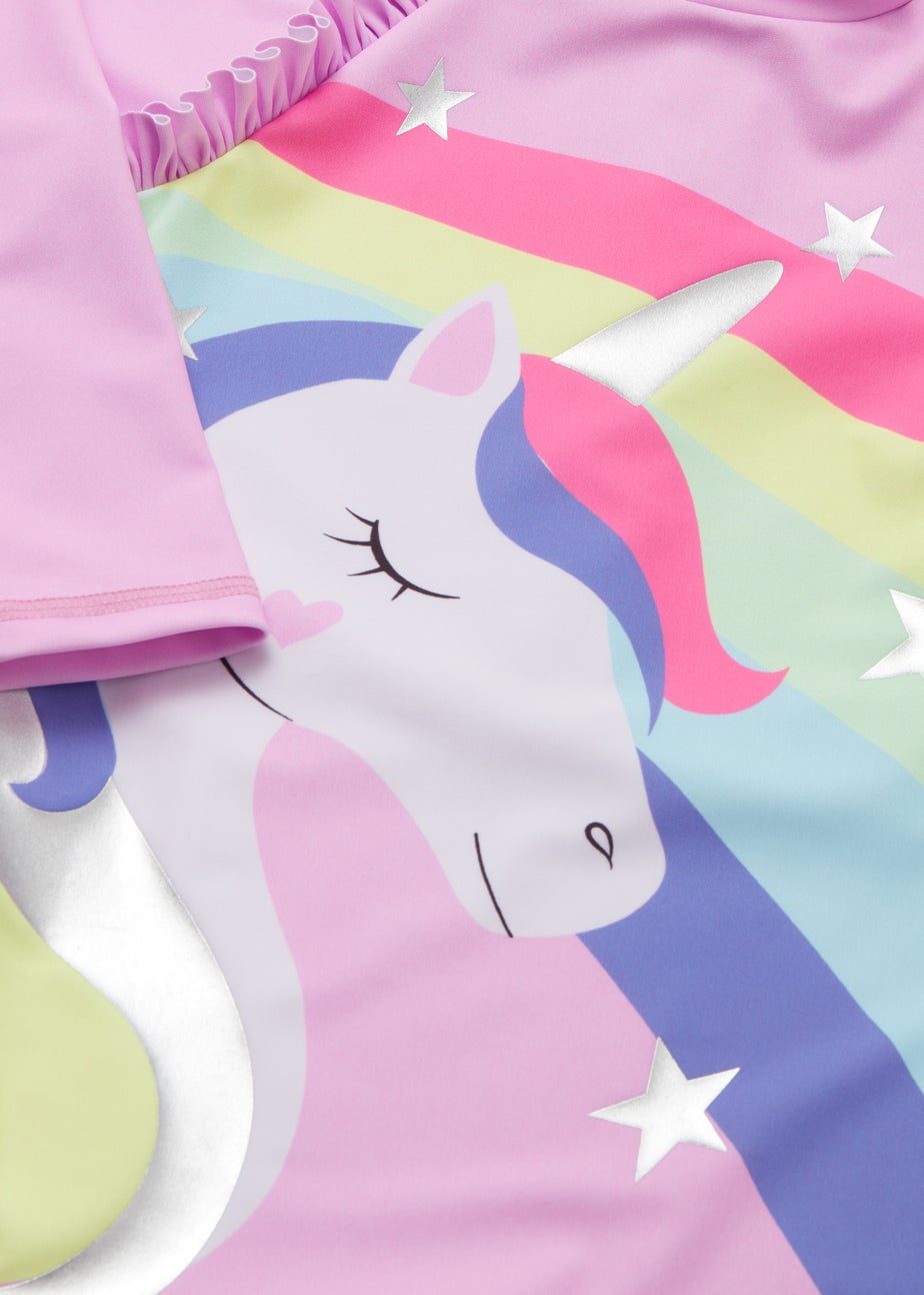 Girls Lilac Unicorn Swimsuit (1-7yrs)