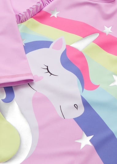 Girls Lilac Unicorn Swimsuit (1-7yrs)
