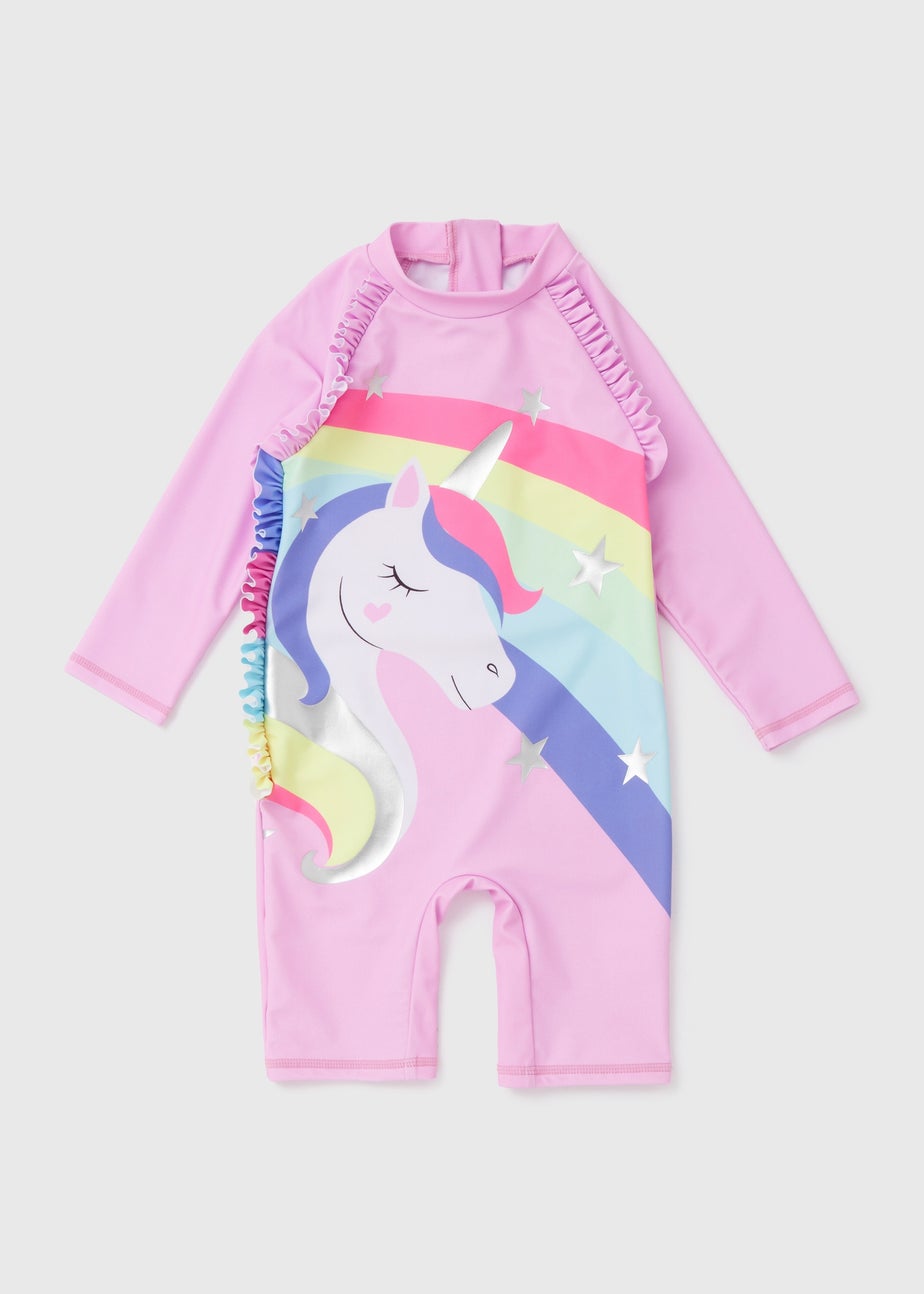 Girls Lilac Unicorn Swimsuit (1-7yrs)
