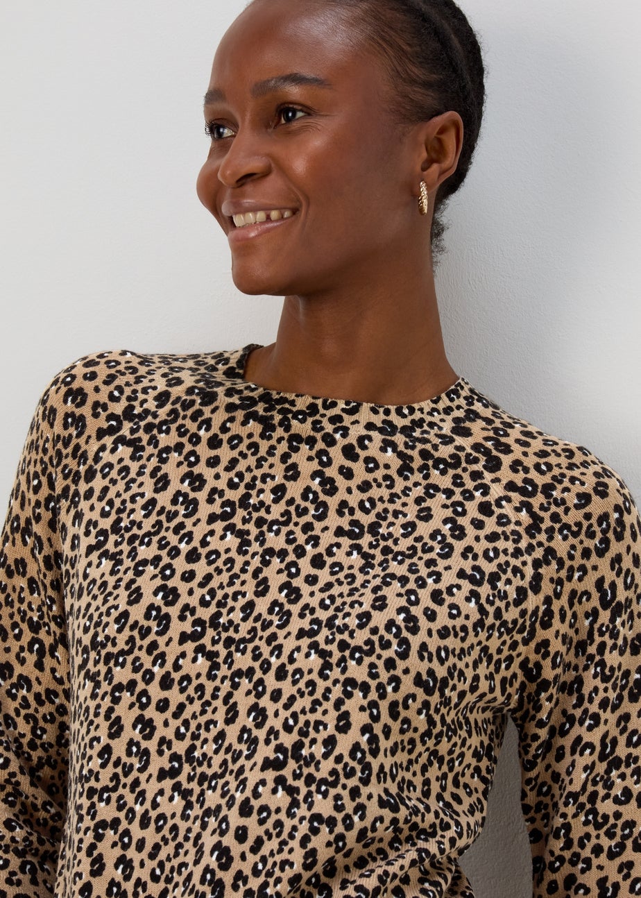 Brown Leopard Print Soft Touch Jumper
