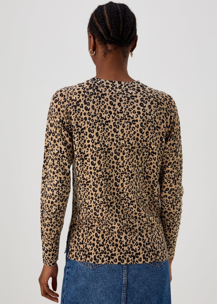 Brown Leopard Print Soft Touch Jumper