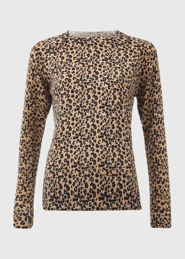 Brown Leopard Print Soft Touch Jumper