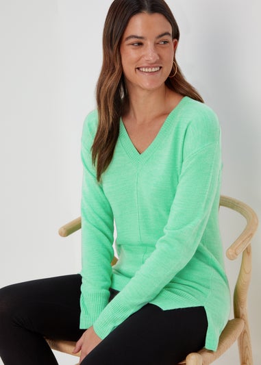 Green V Neck Soft Touch Jumper