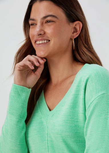 Green V Neck Soft Touch Jumper