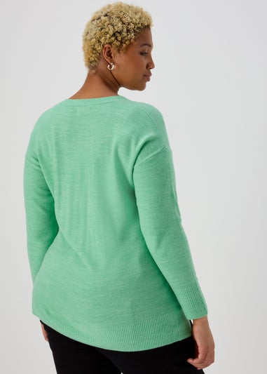 Green V Neck Soft Touch Jumper