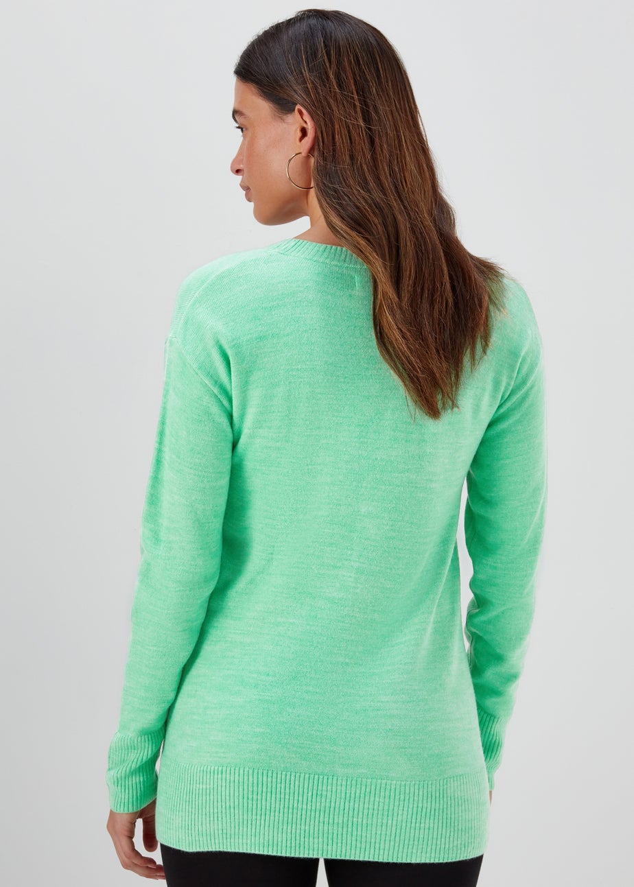 Green V Neck Soft Touch Jumper
