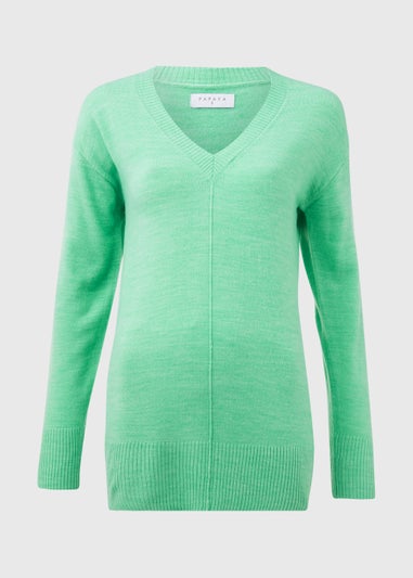 Green V Neck Soft Touch Jumper