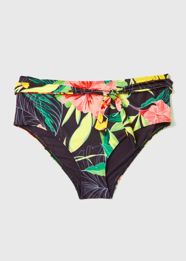 Multicoloured Print Tie Waist Bikini Bottoms