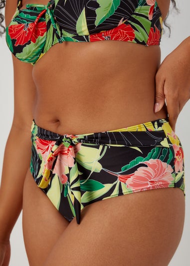 Multicoloured Print Tie Waist Bikini Bottoms