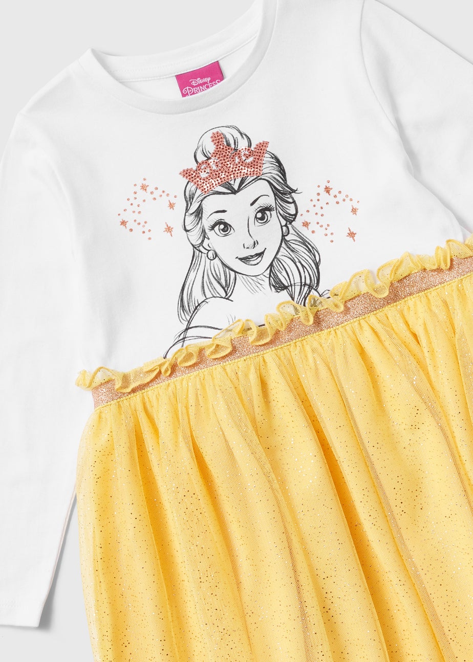 Kids Yellow Disney Princess Belle Mesh Dress (3-9yrs)