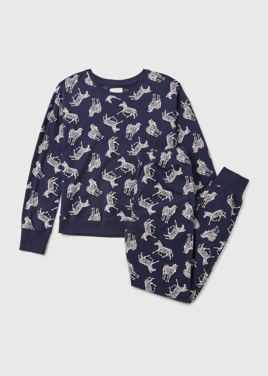 Navy Animal Long Sleeve Pyjama Set