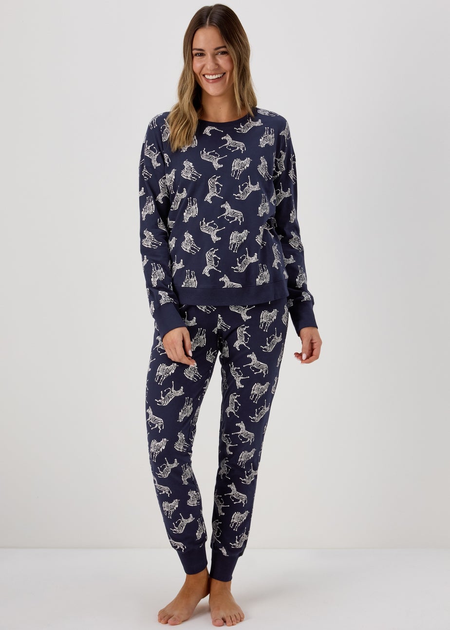 Navy Animal Long Sleeve Pyjama Set