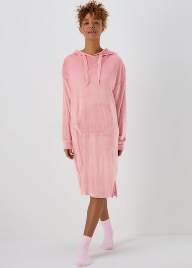 Pink Long Fleeced Hoodie