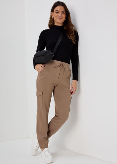 Beige Cargo Ponte Trousers