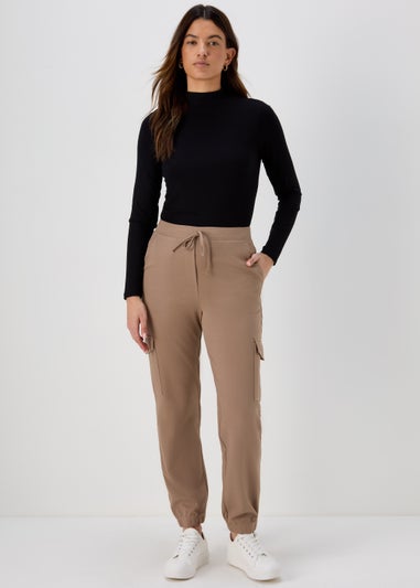Beige Cargo Ponte Trousers