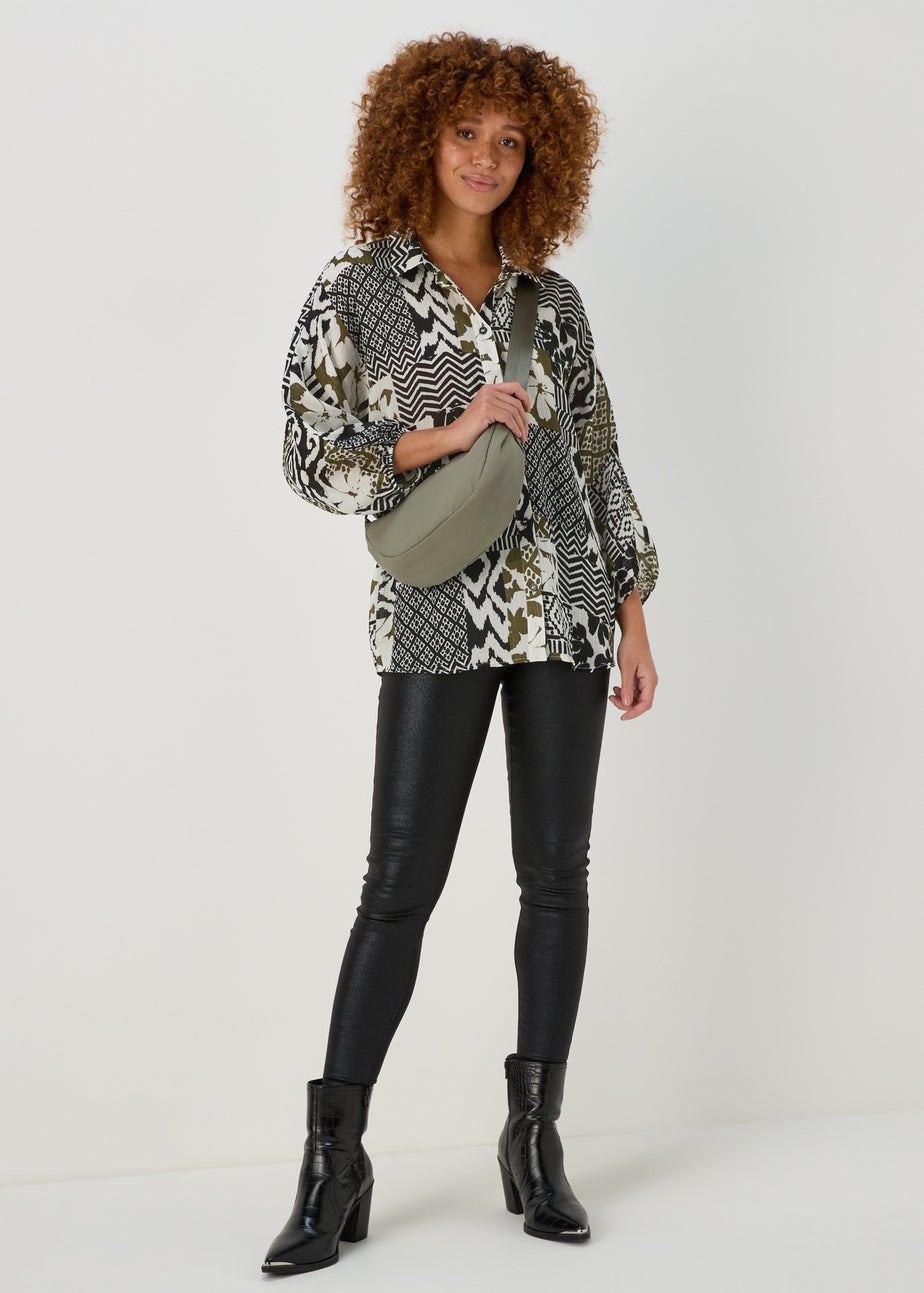 Multi Print Long Sleeve Bubble Top