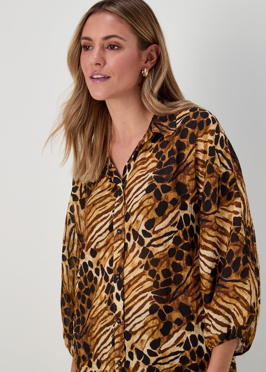 Brown Tiger Print Shirt