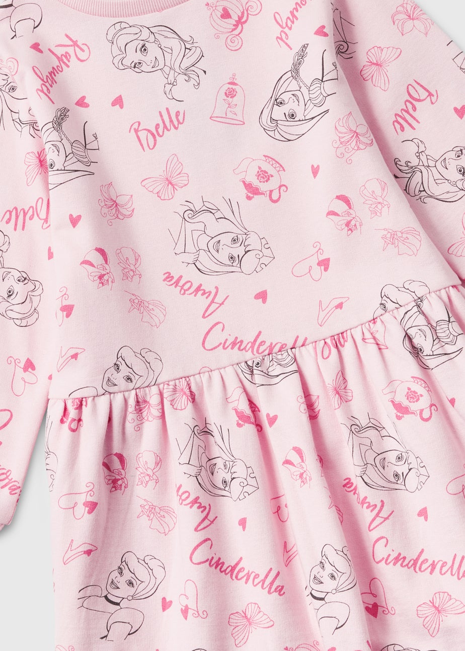 Kids Pink Disney Princess Sweatshirt Dress (4-9yrs)