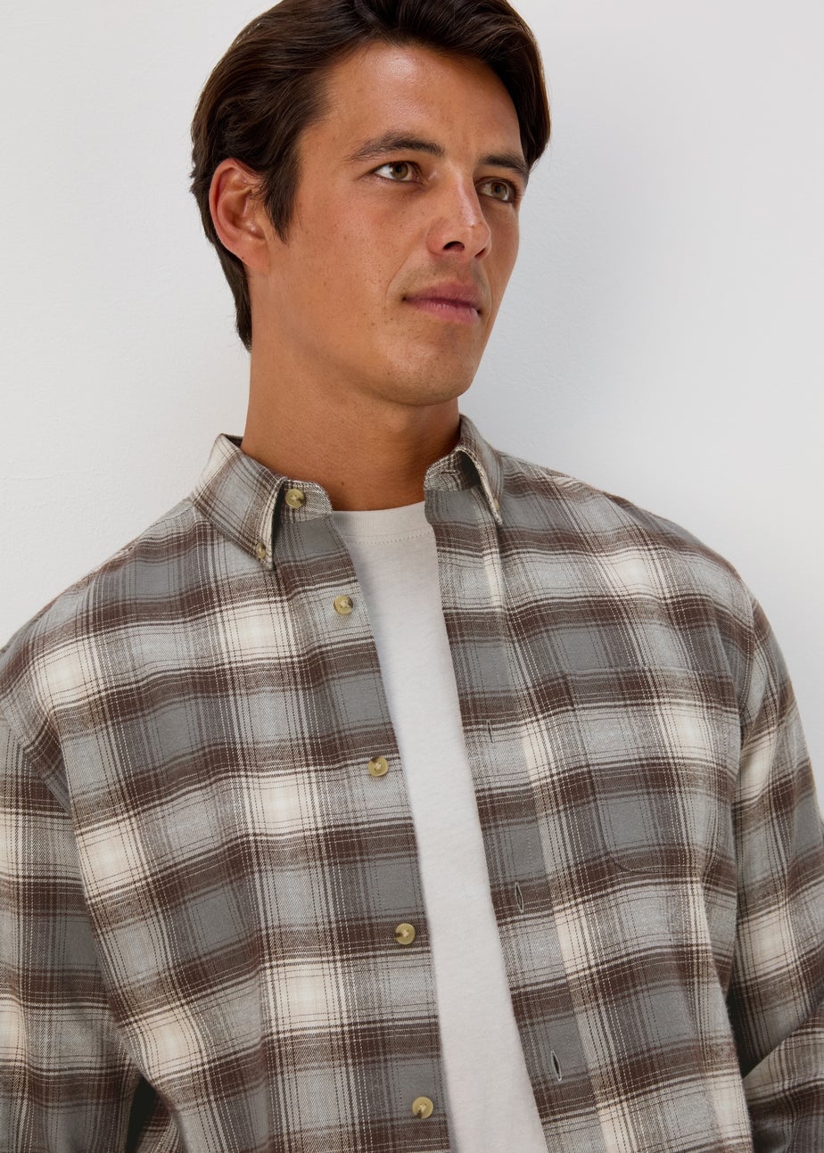 Brown Check Long Sleeve Shirt