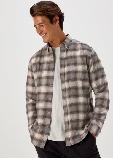 Brown Check Long Sleeve Shirt