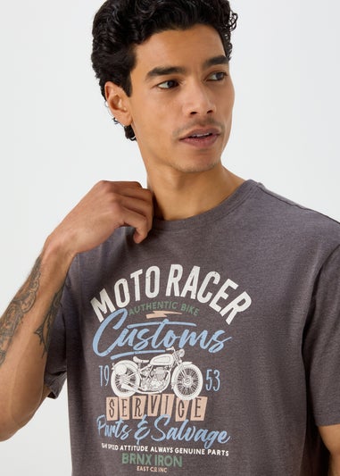 Grey Racer Print T-Shirt