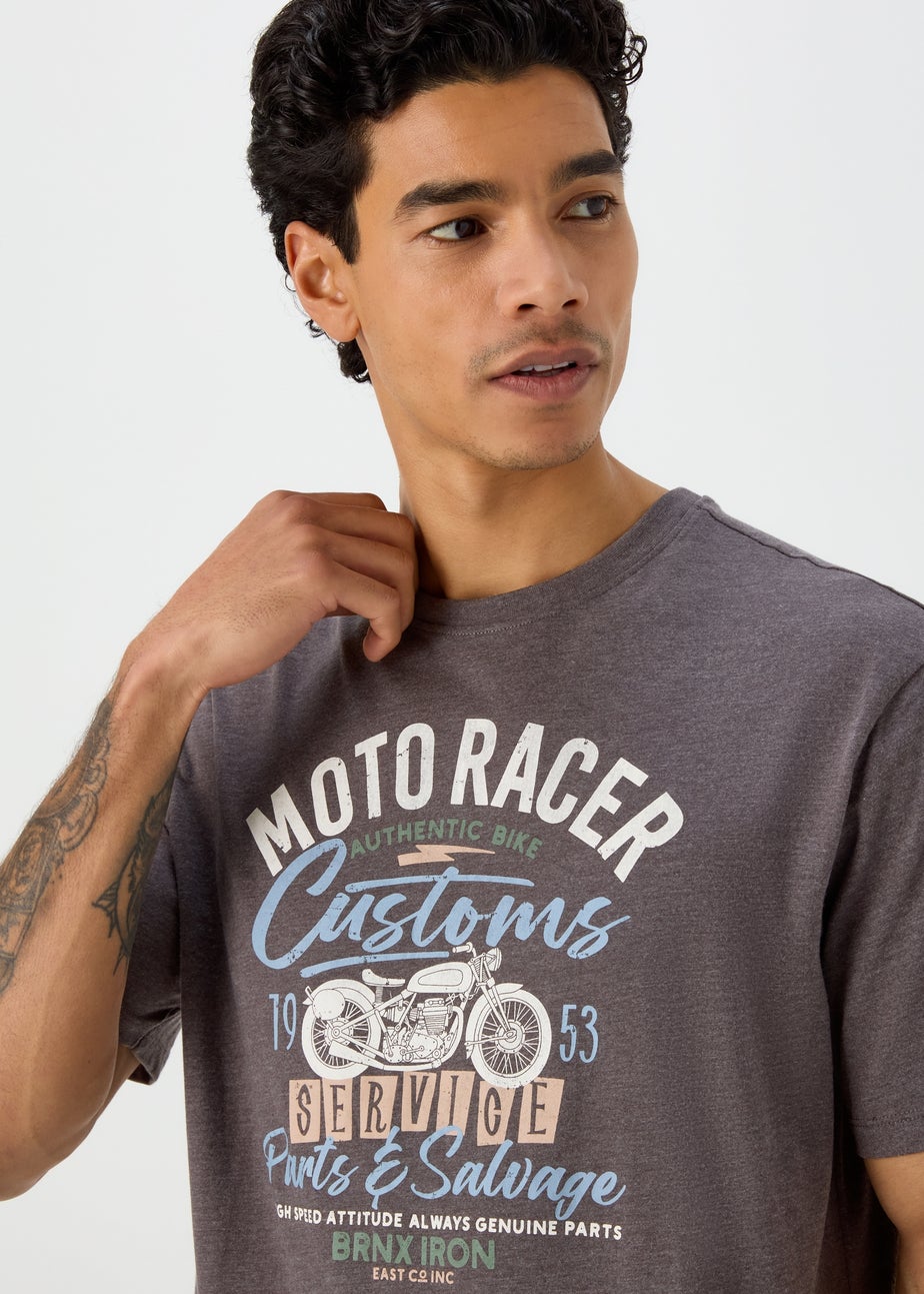 Grey Racer Print T-Shirt