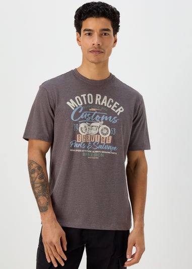 Grey Racer Print T-Shirt