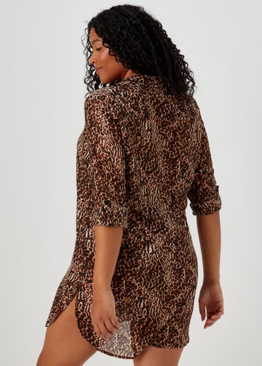 Black Animal Print Beach Shirt