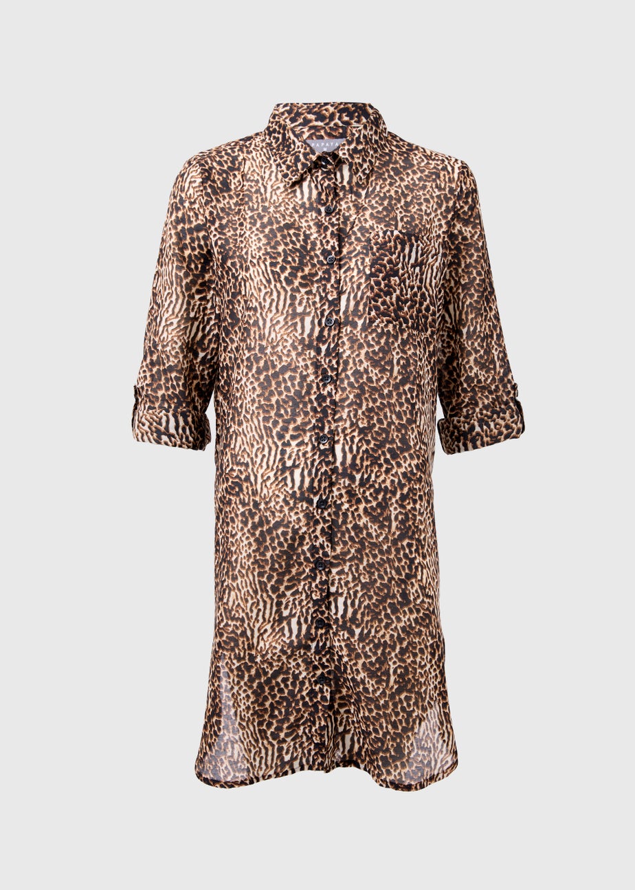 Black Animal Print Beach Shirt