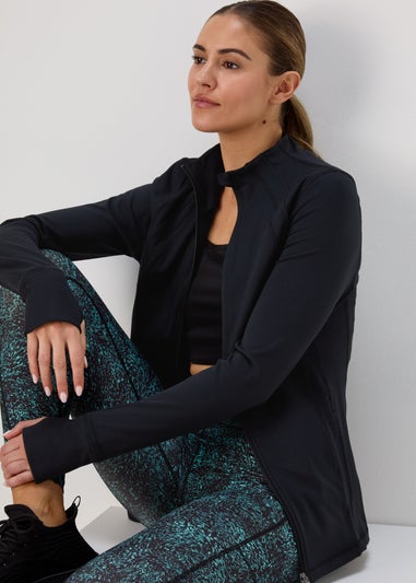 Souluxe Black Seam Detail Zip Up Sports Jacket