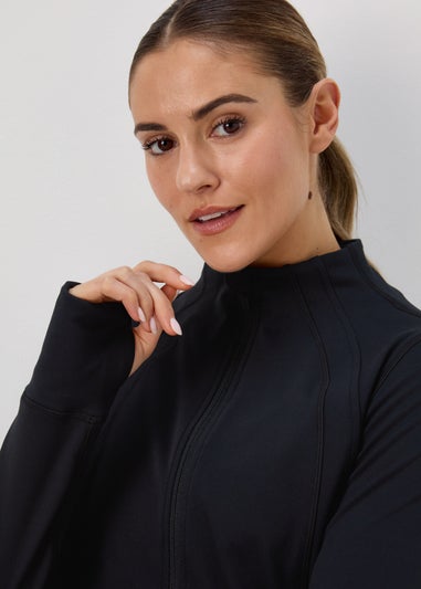 Souluxe Black Seam Detail Zip Up Sports Jacket