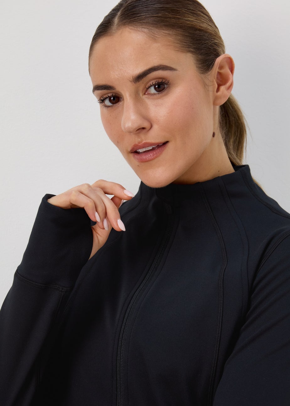 Souluxe Black Seam Detail Zip Up Sports Jacket