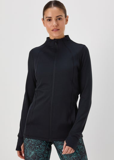 Souluxe Black Seam Detail Zip Up Sports Jacket
