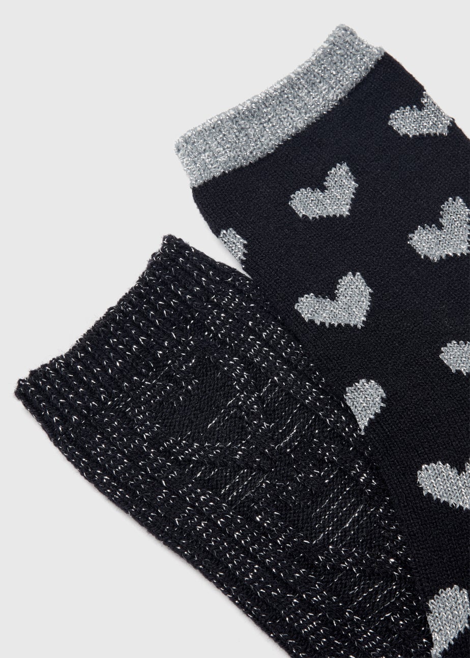 2 Pack Silver Glitter Thermal Socks