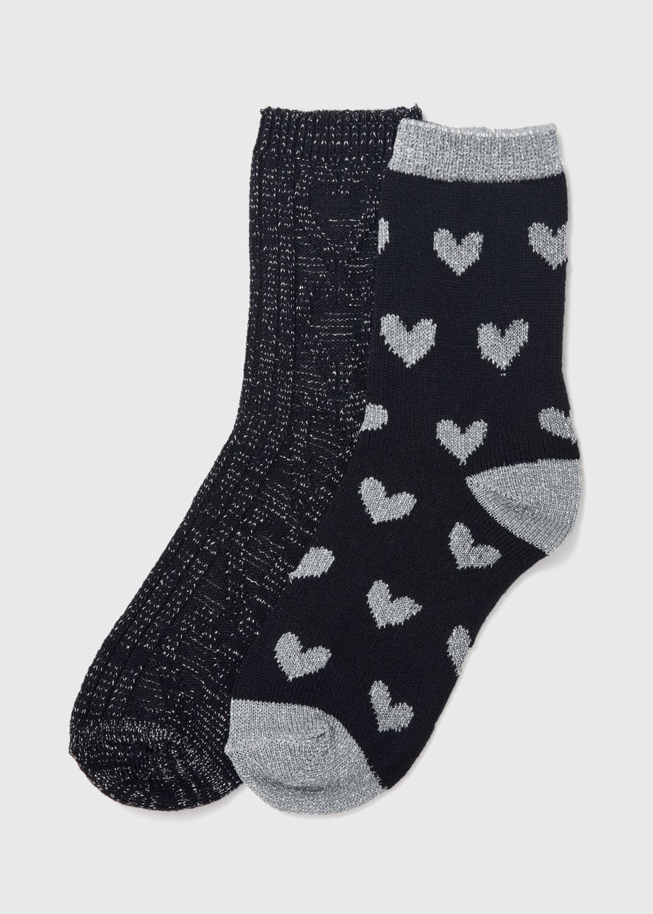 2 Pack Silver Glitter Thermal Socks