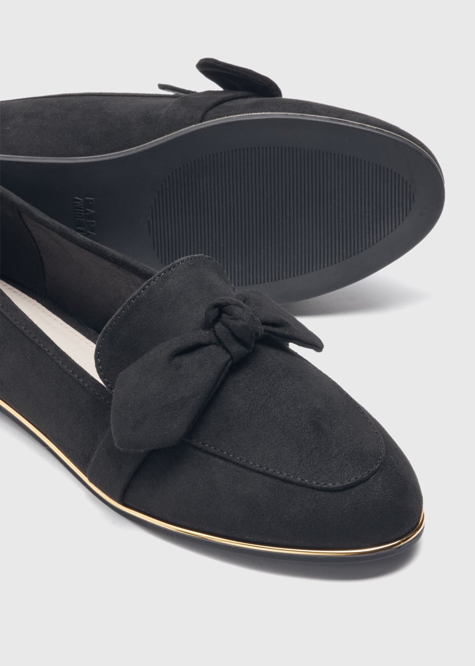 Black Wide Fit Bow Loafers