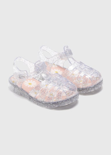 Girls Silver Glitter Jelly Shoes (Younger 4-12)