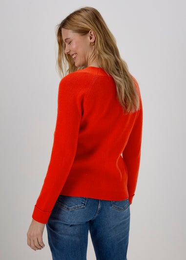 Red Button Crewneck Cardigan