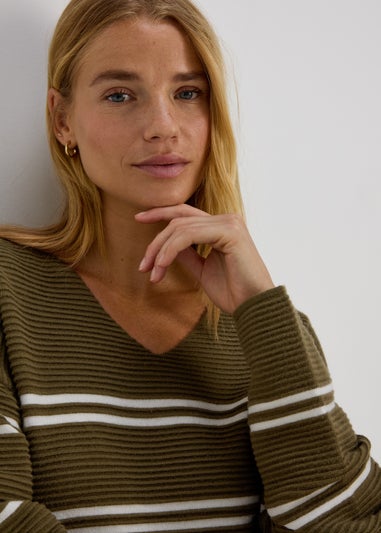 Khaki Rib Ottoman Stripe Jumper