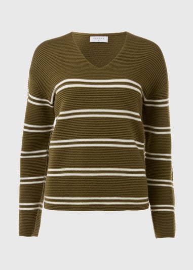 Khaki Rib Ottoman Stripe Jumper