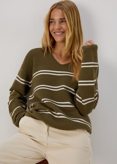 Khaki Rib Ottoman Stripe Jumper