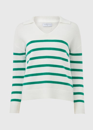 Ivory Green Stripe Open Collar
Jumper