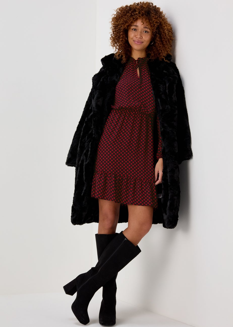 Red Floral Print Bubble Mini Dress