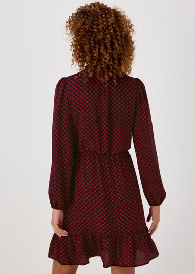 Red Floral Print Bubble Mini Dress