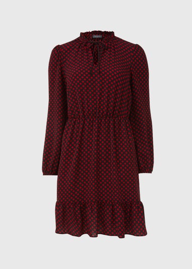 Red Floral Print Bubble Mini Dress